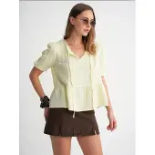 MixRay Gelaagde Muslin Crew Neck Blouse met Binddetail
