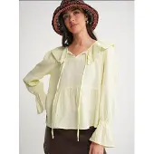 MixRay Rimpelige Sjaalkraag Blouse met Striksluiting