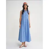 MixRay Geknoopte Tippet Kraag Maxi Jurk
