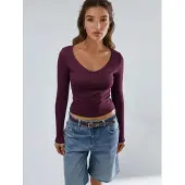 Busem Getailleerde V-hals Langdurige Blouse