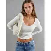 Busem Getailleerde V-hals Langdurige Blouse