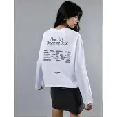 Busem Ontspannen Pasvorm Lange Mouw Crewneck T-shirt met Achterprint