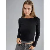 Busem Slim Fit Geribbelde Boothals Blouse