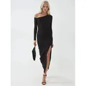 Busem Asymmetrische Kraag Maxi Jurk met Split