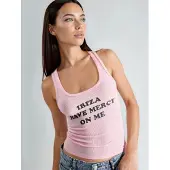 Busem Geribbelde Gedrukte Mouwloze U-Hals Tanktop