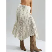 Busem Hoge Taille Kanten A-Lijn Midi Rok