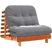 vidaXL Futon slaapbank met matras 90x206x11 cm grenenhout wasbruin