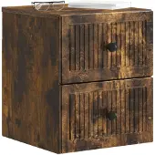 vidaXL Muurbevestigde Nachttafel Gerookt eiken 33 x 34,5 x 40 cm