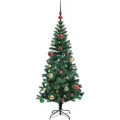vidaXL Kunststof Voorverlichte Kerstboom Groen 150 cm PVC en Metalen