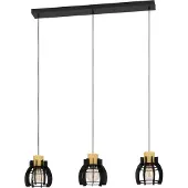 Eglo 3-lichts hanglamp Stillington 1 zwart met hout