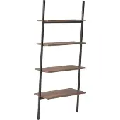 vidaXL Ladderrek met 4 schappen 64x34x150,5 cm donkerbruin en zwart