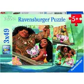 Ravensburger Disney Vaiana's ontdekkingsreis- Drie puzzels van 49 stukjes - kinderpuzzel