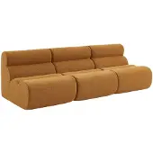 Sweeek Stoffen fauteuils getextureerde bouclé 1 zitplaats (set van 3) Mosterdgeel