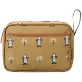 Fresk Toilettas voor Kinderen Unisex - Met rits & draaglus – Reistas met dubbel vak – Organizer – 24 x 17 x 7 cm - Mosterd - Pinguin