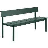 Muuto Linear Steel bank met rugleuning Dark green, 170x34 cm