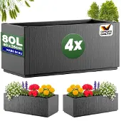 Casaria Bloempot Ethica Set van 4 Antraciet plastic 80x36x36cm