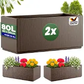Casaria Bloempot Ethica Set van 2 Bruin plastic 80x36x36cm