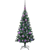 vidaXL Kunststof Voorverlichte Kerstboom Groen 120 cm PVC en Metalen