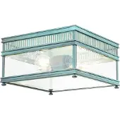 ELSTEAD Buiten plafondlamp Holborn, verdigris-finish dimbaar, groen, Messing, Antiek, plafondlamp
