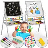 Ricokids magnetisch draaitafelkrijtbord - grijs