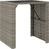 Syfax Bartafel met glazen blad 105x80x110 cm poly rattan grijs