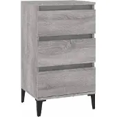 vidaXL Nachtkastje 40x35x70 cm bewerkt hout grijs sonoma eikenkleurig