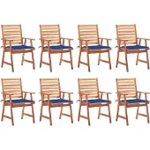 Syfax Tuinstoelen 8 st met kussens massief acaciahout
