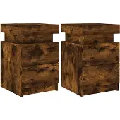 vidaXL Nachtkastjes met LED-verlichting 2 st 35x39x55 cm gerookt eiken