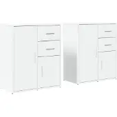 vidaXL Dressoirs 2 st 60x31x70 cm bewerkt hout wit