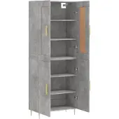 vidaXL Hoge kast 69,5x34x180 cm bewerkt hout betongrijs
