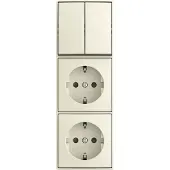 Busch Jaeger Opbouw 2x Wandcontactdoos met Randaarde KV + Serieschakelaar Crème