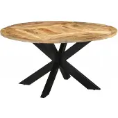 vidaXL Eettafel Ø150x76 cm massief ruw mangohout