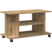 vidaXL Tv-meubel met wieltjes 80x40x45cm bewerkt hout artisanaal eiken