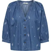 JDY Blouse 'JDYKai' blauw denim / wit