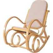 Mendler Schommelstoel M41, draaifauteuil TV-fauteuil, massief hout ~ eiken look, stof/textiel beige