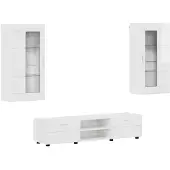 vidaXL Tv-meubelset FLORIN 3 st Hoogglans wit Bewerkt hout