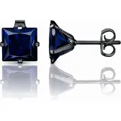 LGT JWLS Classic Stud Oorbellen Vierkant - Blauw Zwart-8mm