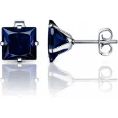 LGT JWLS Classic Stud Oorbellen Vierkant - Blauw Zilver-6mm