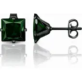 LGT JWLS Classic Stud Oorbellen Vierkant - Groen Zwart-8mm