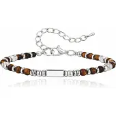 LGT JWLS Stalen Kralenarmband Tijgeroog Met Balkje