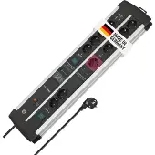 Brennenstuhl Premium-Protect-Line 14-voudige stekkerdoos met overspanningsbeveiliging en USB-poorten (USB A-poorten 5V/3,10A, 15,5W, 2 schakelaars, 3m kabel, Made in Germany)