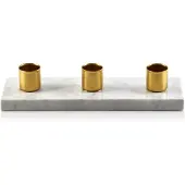 Mondex Kerzenständer für 3 Kerzen, H4cm, goldfarben, auf einem Tablett