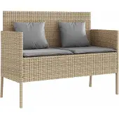 vidaXL Tuinbank met kussens poly rattan beige