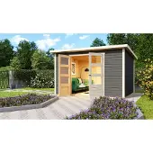 Karibu Woodfeeling tuinhuis, model Stockach, kleur: terragrau; artikelnummer: 82983