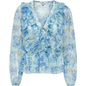 ONLY Blouse 'ONLVictoria' ecru / blauw / pastelblauw / olijfgroen