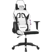 vidaXL Gamingstoel met massagefunctie, wit en zwart, kunstleer