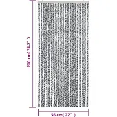 vidaXL Vliegengordijn 56x200 cm chenille grijs en zwart-wit
