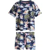 Next Korte pyjama navy / lichtblauw / olijfgroen / oudroze
