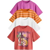 Next Shirt lila / oranje / rood / wit