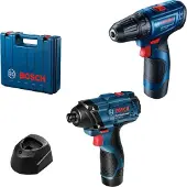 Bosch PROFESSIONAL accuboormachine GSR 120 + accuschroefmachine GDR 120, 12V, aantal batterijen: 2, 2,00 Ah, inclusief koffer